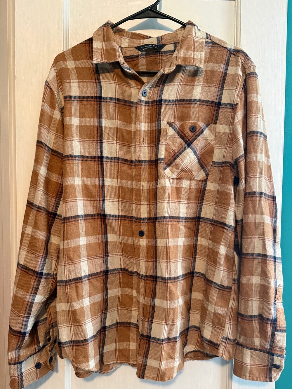 Alpine Design Brown and Cream Plaid Flannel Shirt